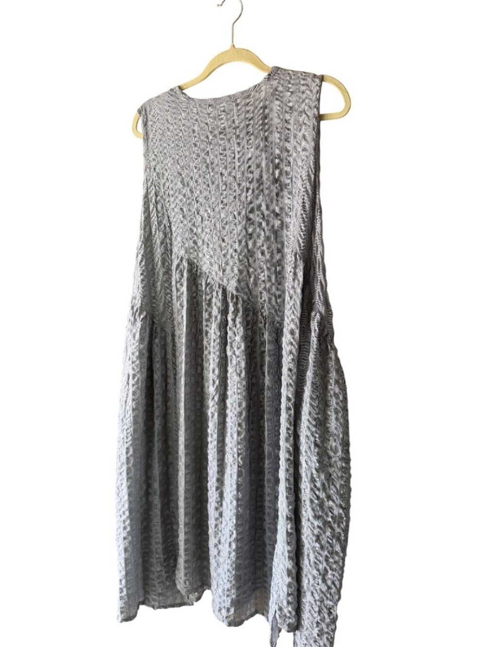 Dress to Kill Womens Seersucker Sleeveless Maxi Dress OS Gray Cotton Lagenlook - Picture 7 of 14